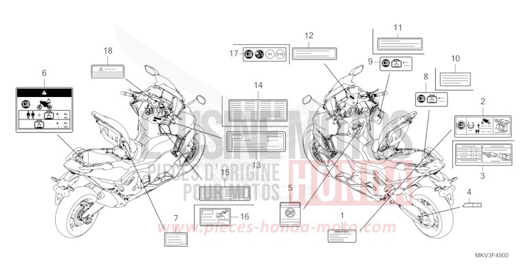 CAUTION LABEL for Forza 750 GRAPHITE BLACK (NHB01) from 2021